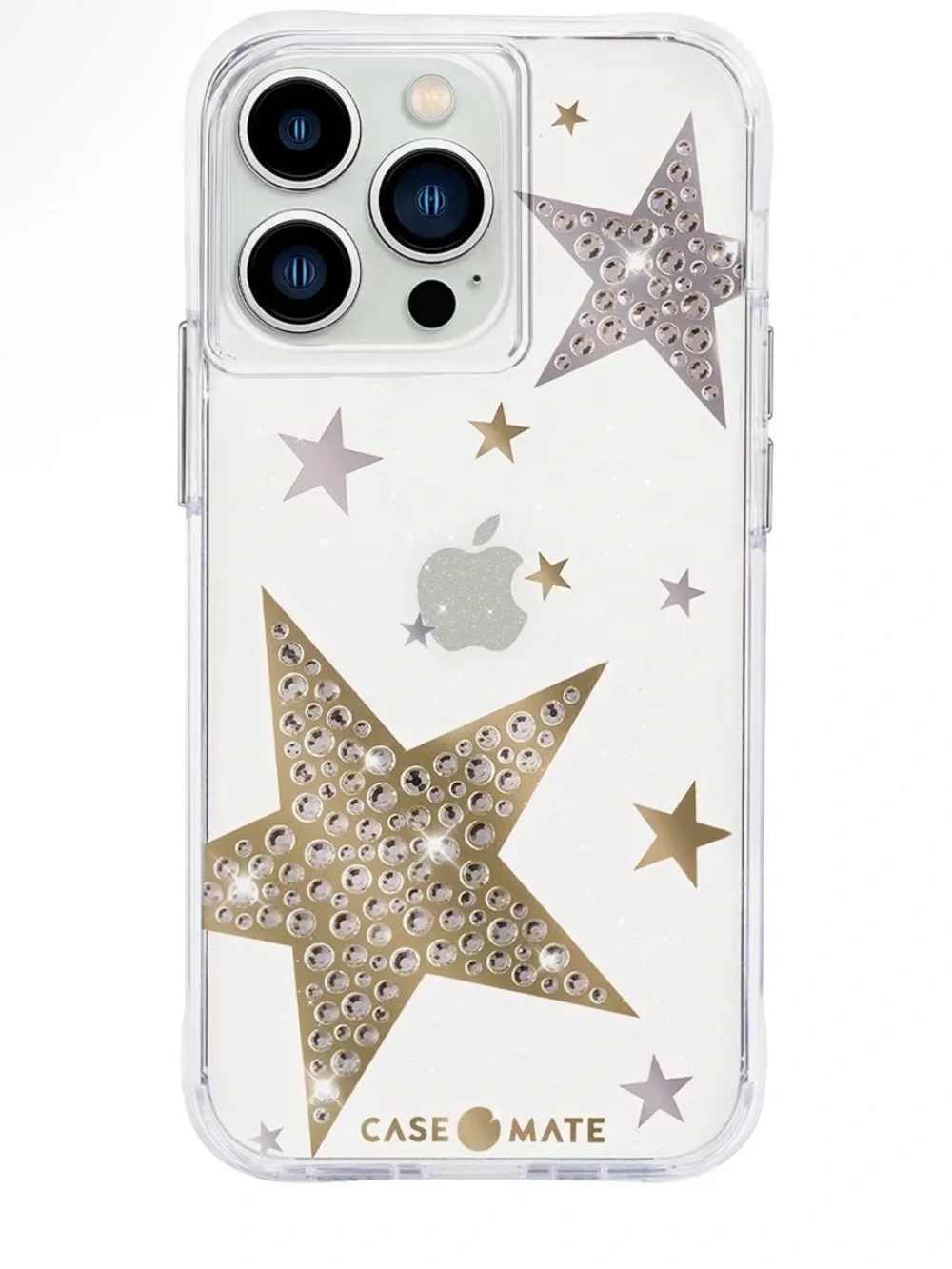 case-mate Clear Star Rhinestone iPhone Case - Gold & Silver Stars 13 ProMax